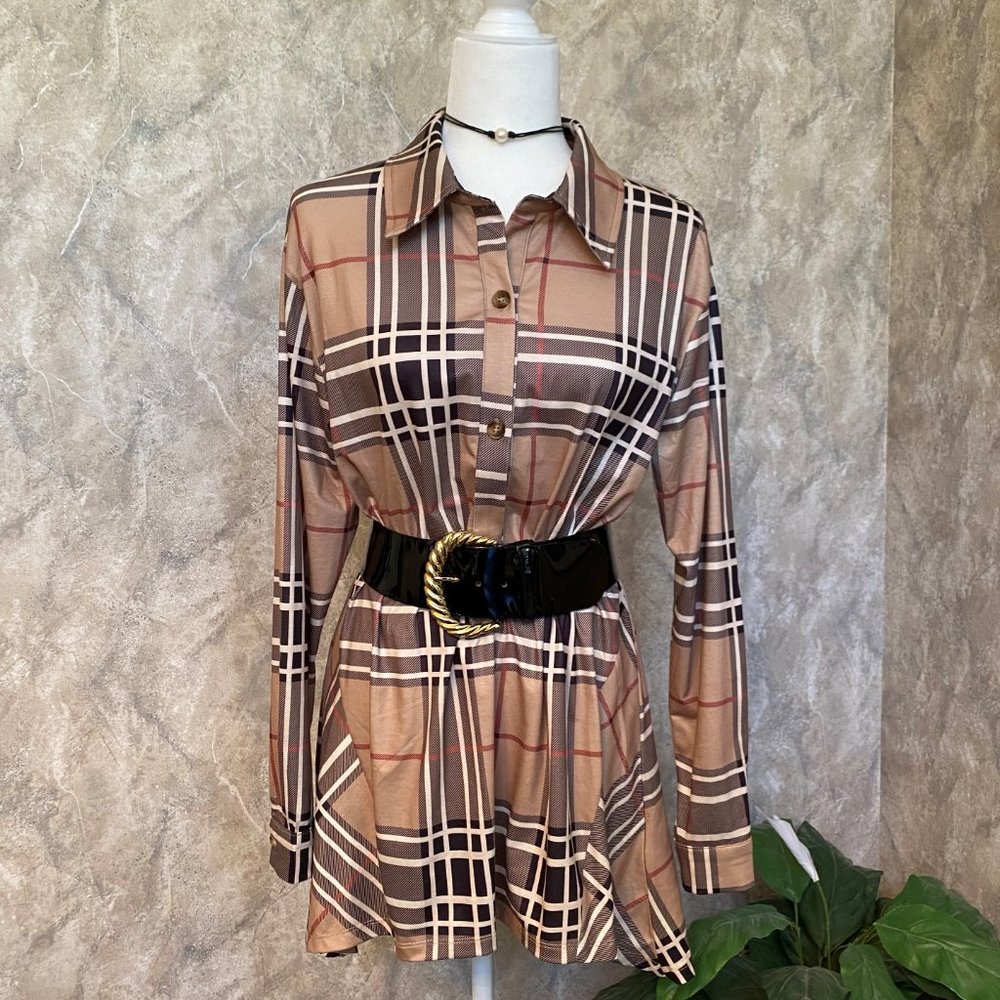 Cezele Plaid Tunic Size Small